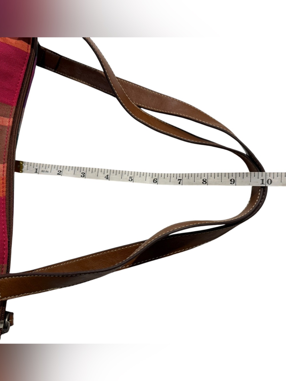 Madison Studio Plaid Multicolor Shoulder Bag with Faux Leather Trim - Picture 9 of 14